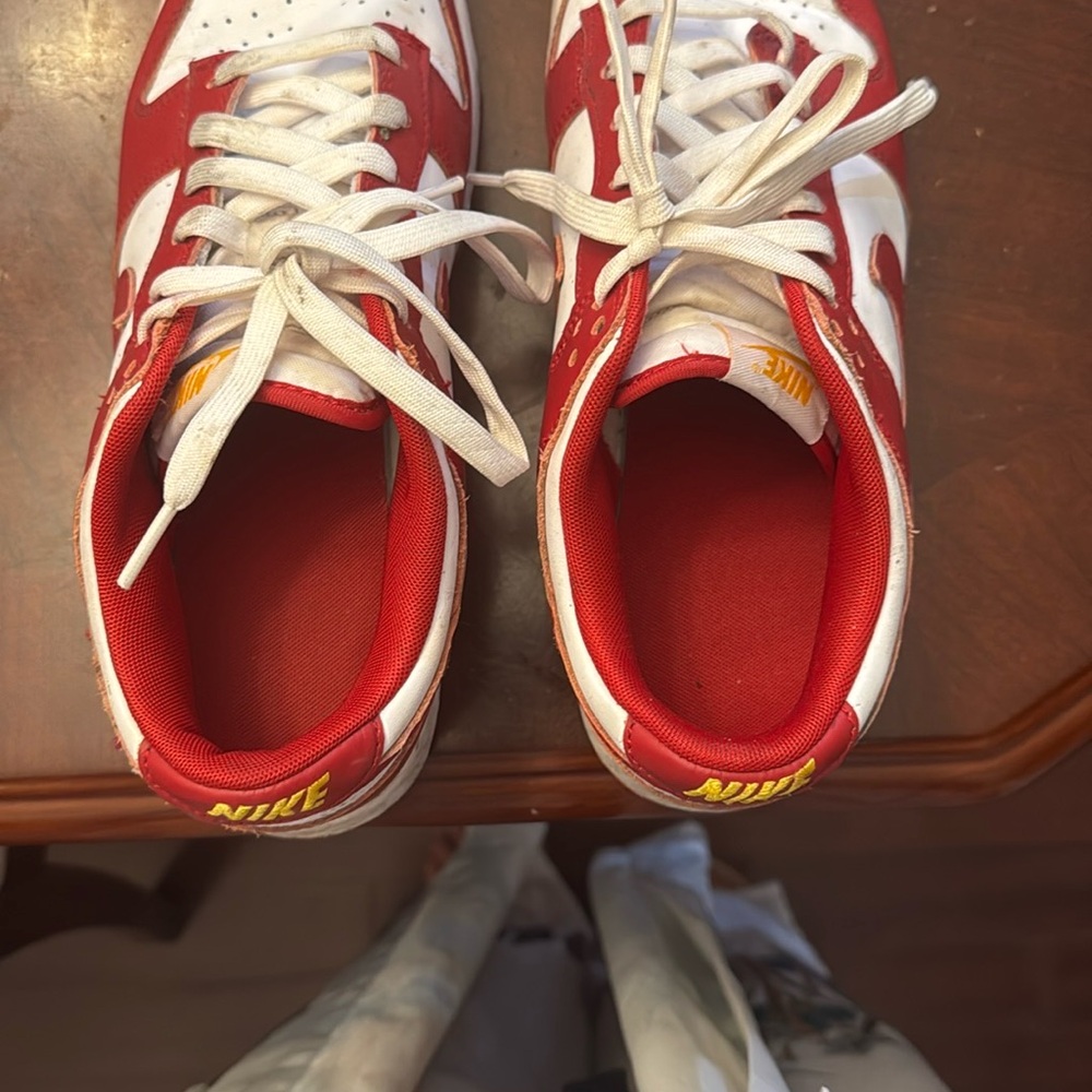 Nike Red and White with Yellow stich Low-Top Sneakers